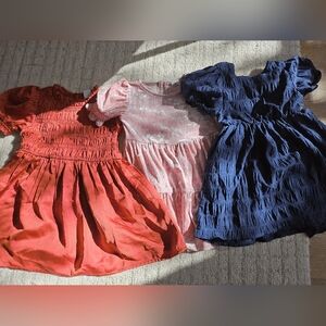 Bundle 3 Formal Kids Dresses - Red, Pink, and Blue 3T Holidays Girl Toddler